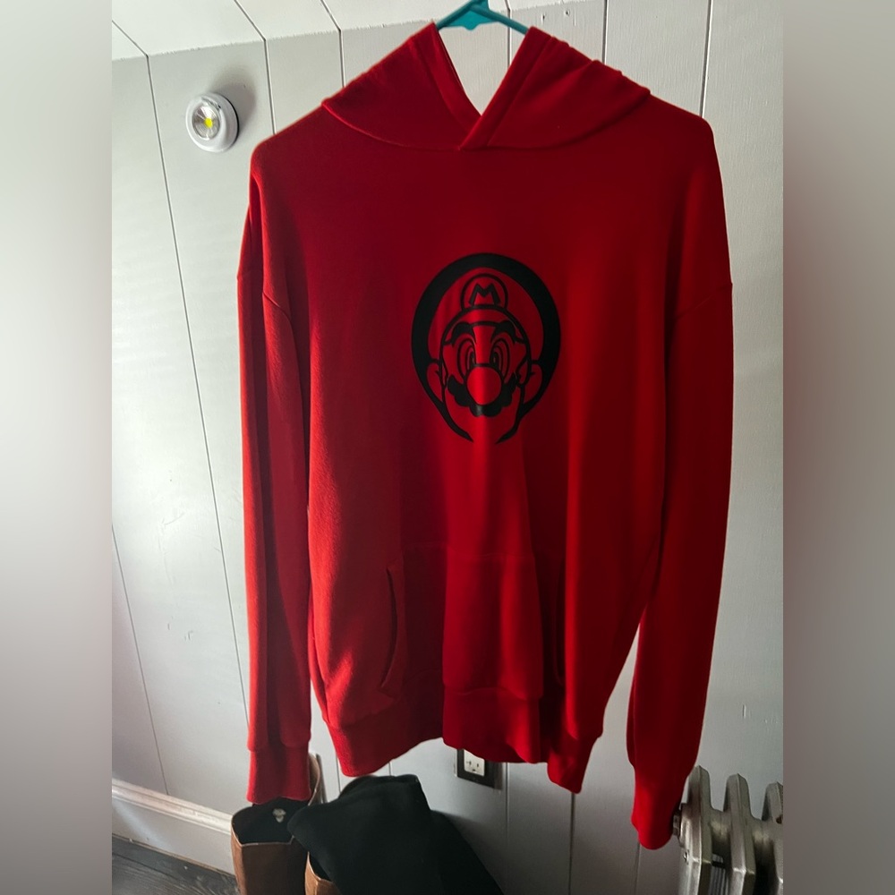 Mens M Red Super Mario Hoodie